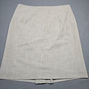 Banana Republic Tan Gray Plaid Mini Skirt Stretch Aline Lined Slit Womens Size 8